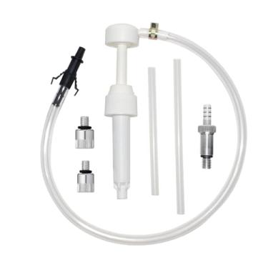 Imagem de Bomba de óleo de engrenagem de unidade inferior para garrafas padrão, 10 cc por curso de bomba, inclui bomba de fluido, mangueiras longas de enchimento, tubos de sucção rígidos, giro de metal de 10