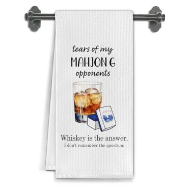 Imagem de Elefeltclave Mahjong Toalhas de cozinha de uísque, presentes para amantes de mahjong, toalhas de chá para decoração de cozinha, presentes para amantes de uísque, toalha de mão decorativa para carrinho