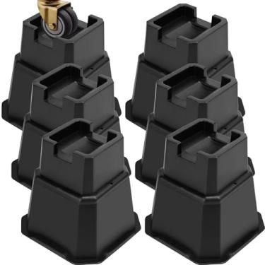 Imagem de MCXYEM Elevação ajustável para móveis de cama elevações em alturas elevadores resistentes para postes e rodas de móveis sofá cama sofá cadeira mesa (conjunto de 6, roda fixa 15 cm)