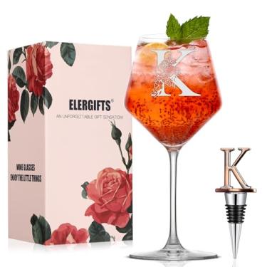 Imagem de Presentes personalizados para mulheres, monograma, taça de vinho A-Z, presente personalizado com rolha de vinho, presentes exclusivos de aniversário de Natal para mulheres, mãe, amiga, irmã, esposa