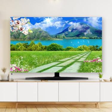 Imagem de Capa de TV para TV à prova de poeira 81.3-203.2 cm interior LCD/LED antiestático protetor de tela de monitor plano capas para pendurar/desktop/tela curva protetora universal-verde-2||58-60 polegadas