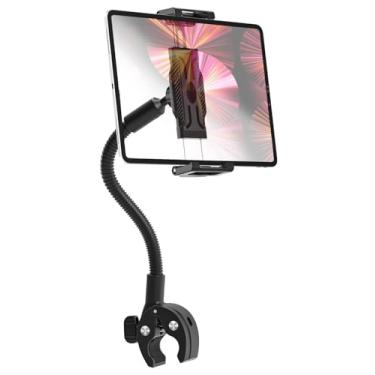 Imagem de FreeSave Suporte de guidão de pescoço de ganso para bicicleta/esteira/carrinho, suporte de tablet para cadeira de rodas com braço flexível para iPad Pro/Air/Mini, Galaxy, dispositivos de 6,1 a 15,6