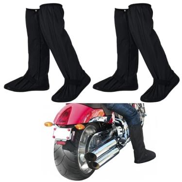 Imagem de Cutecrop 2 pares de capas para sapatos de chuva impermeáveis para motocicleta, tubo alto, reutilizáveis, à prova de chuva, preto, unissex, para motocicleta, ciclismo, bicicleta