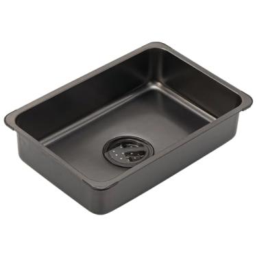 Imagem de Grande capacidade da bacia de aço, tampão de drenagem, pia compacta de silicone com, pia leve portátil para acampamento ao ar livre, drenagem de cozinha inoxidável