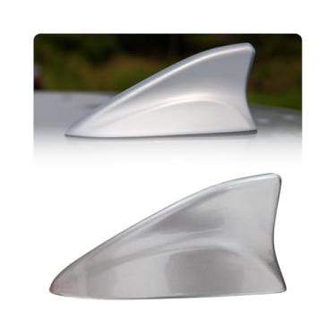 Imagem de Antena tubarão prata universal Shark Fin AM/FM conexão rádio funcional carro brilho acessório Barbatana