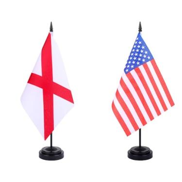 Imagem de JBSJBS Bandeira de mesa do Alabama dos EUA 30,5 cm conjunto de luxo bandeiras do Alabama dos EUA mini bandeiras de mesa de escritório do estado americano com base de suporte preto decorações de mesa