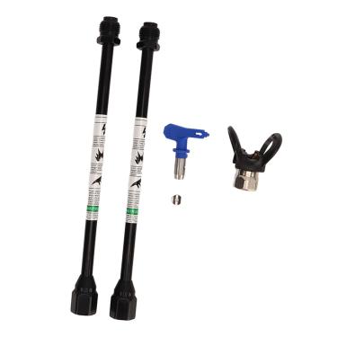 Imagem de 2 peças de haste de extensão de ponta de pulverizador de tinta airless e protetor de ponta de bocal ponta de haste de extensão (preto)