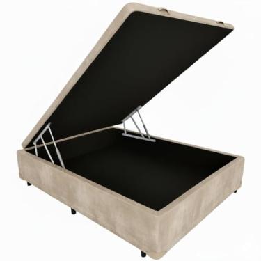 Imagem de Cama Box Baú Casal Blindado Diversas Cores - (138x188x42) (Suede Bege)