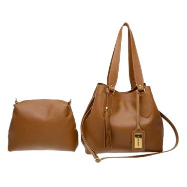 Imagem de Bolsa Feminina Sacola Com Necessaire Couro Sifra (CARAMELO)