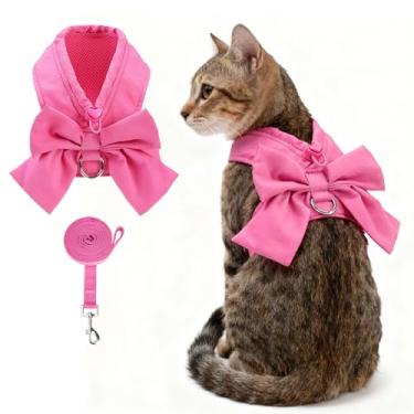 Imagem de KOOLTAIL Conjunto de coleira e coleira para cães pequenos, sem puxar e engasgar, de malha macia, acolchoado, ajustável, peitoral para animais de estimação com gravata borboleta para cães e gatos