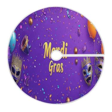 Imagem de Blueangle Saia de árvore colorida para Mardi Gras de 118 cm, saia de poliéster macio para decoração de carnaval (149)