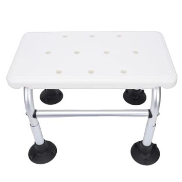 Imagem de Luocute Cadeira de Banho de Alumínio, Banco de Banho de Altura Ajustável Com Pés de Borracha Texturizada e Orifícios de Drenagem para Idosos e Deficientes Em Ambientes úmidos