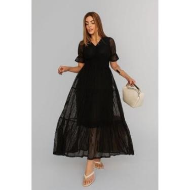 Imagem de Vestido Longo D Bell Outlet Fashion Tule Preto-Feminino