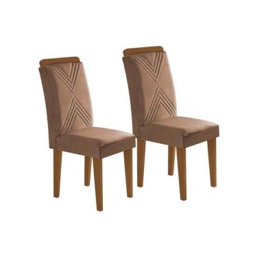 Imagem de Kit 2 Cadeiras De Cozinha Amsterdã Madeira Capuccino-suede Capuccino - Rufato