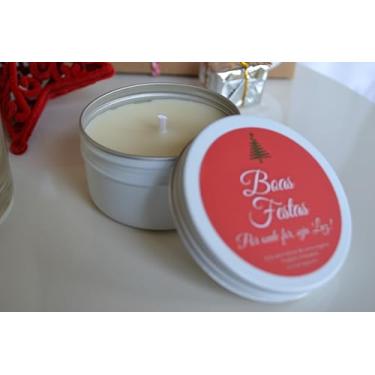 Imagem de Vela Aromática de Natal, 90g, Cera Vegetal, Pote Branco, Aromas Variados (Jasmim)