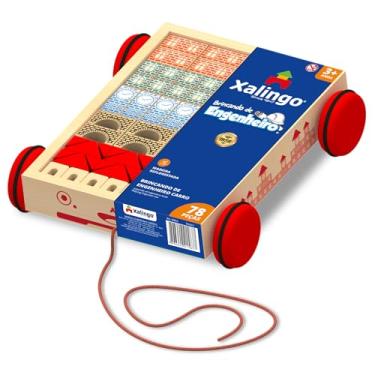 Imagem de Xalingo Blocos de Montar Brincando de Engenheiro Carro Madeira 78 Peças