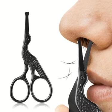 Imagem de 1 aparador de pelos do nariz de aço inoxidável de cabeça redonda, aparar pelos faciais, remoção de pelos do nariz, preto