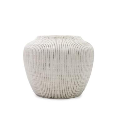 Imagem de Vaso Ceramica Redondo Branco Decorativo 13cm