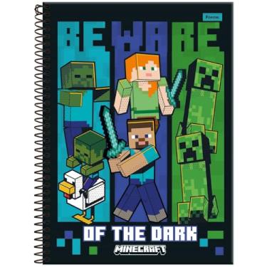 Imagem de Caderno Universitário 1 Matéria Espiral Capa Dura 80 Folhas Minecraft Capa D Foroni
