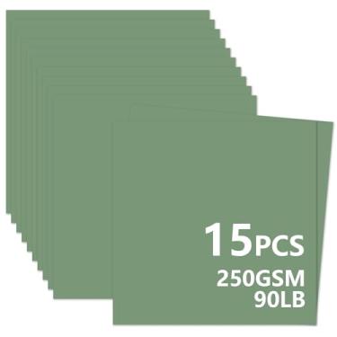 Imagem de 15 folhas de cartolina verde sálvia 30,5 x 30,5 cm, 250 gsm/40,8 kg, cartolina grossa e lisa, perfeita para fazer cartões, álbuns de recortes e artesanato (verde sálvia)