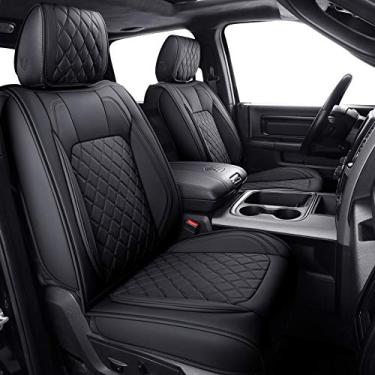Imagem de Aierxuan Ram Conjunto completo de capas de assento de carro com ajuste personalizado 2009-2021 1500, 2010-2021 2500/3500 Crew Quad Regular Cab Almofadas de couro para caminhonete compatíveis com banco dividido 60/40 (conjunto completo/preto)