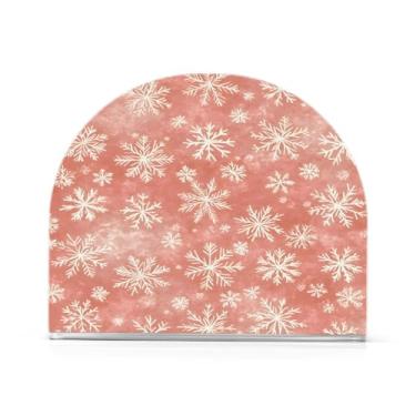 Imagem de Qilmy Lindo suporte de guardanapo de flocos de neve de Natal para mesas, porta-guardanapos de papel de placa acrílica elegante, dispensador de papel de seda independente moderno para sala de jantar