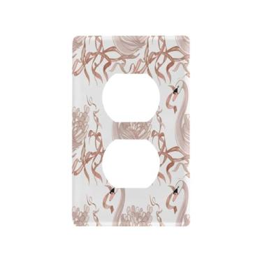 Imagem de Wassud Elegante Swan Light Switch Cover Plate Decorative Outlet Covers Placa de parede para tomadas elétricas duplex 4,53 x 2,76 polegadas