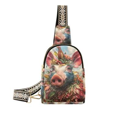 Imagem de CEBUGI Bolsa tiracolo feminina Pig pequena de couro, pochete transversal para trilhas, viagens ao ar livre