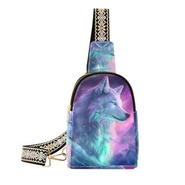 Imagem de CEBUGI Bolsa feminina Wolf pequena tiracolo de couro, pochete para trilhas, viagens ao ar livre