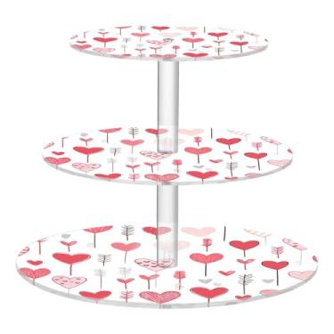 Imagem de CEBUGI Suporte de cupcake de 3 camadas, forma redonda de corações e flechas, bandeja de servir em camadas de acrílico para festas de chá, chá de bebê, casamento e mais