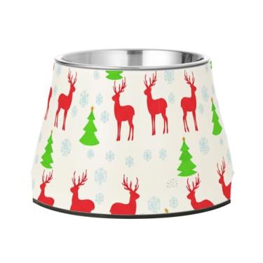 Imagem de Burbuja Tigela de aço inoxidável para comida e água para cães de cervo árvore de inverno, antiderrapante para cães médios e gatos, 590 ml