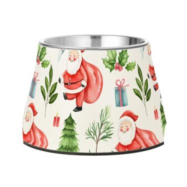 Imagem de Burbuja Tigela de ração de aço inoxidável para cães de Papai Noel para comida e água, antiderrapante para cães médios e gatos, 590 ml