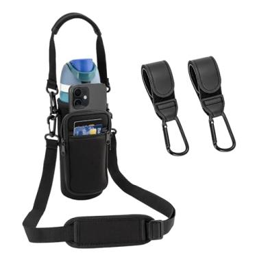 Imagem de Suporte de copo para garrafa de água, compatível apenas com garrafa Owala de 680 g, com alças e mosquetão, bolso para telefone/acessórios; cabe no suporte de copo de carro