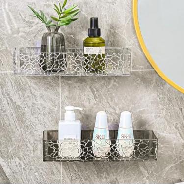 Imagem de Prateleira de Banheiro Sem Furo Kit 2 Unidades – Suporte de Banheiro Acrílico Transparente de Luxo – Nicho de Banheiro Moderno Porta Sabonete e Shampoo para Box com Adesivo Forte