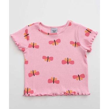 Imagem de Blusa Infantil Canelada Borboletas Marisa Tam 1 a 3 Ro-92035, Rosa, 2