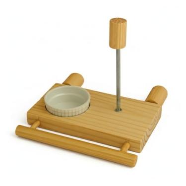 Imagem de Comedouro em cerâmica estilo gaiola para papagaios, periquitos e agapornis, garantindo segurança e higiene. (Comedouro com Suporte Frutas,Porcelana)