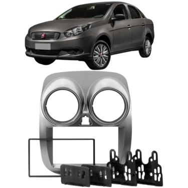 Imagem de Moldura 2 Din Grand Siena 2021 Cinza Painel Central Multimidia 6.2 e 7 Polegadas Som