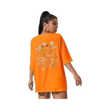 Imagem de Camisetas Femininas De Algodão Macio Com Estampa Floral, Casuais, Resp