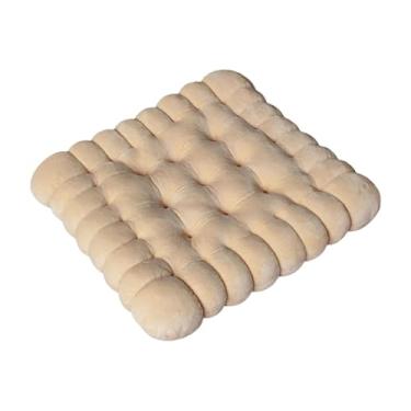Imagem de MotiveTech Almofada de Assento em Formato de Biscoito, Almofada de Chão, Almofada Simples E Fofa para Cadeira, Tapete para Sentar, Decoração de para Quart, Quadrado Amarelo, Tamanho real