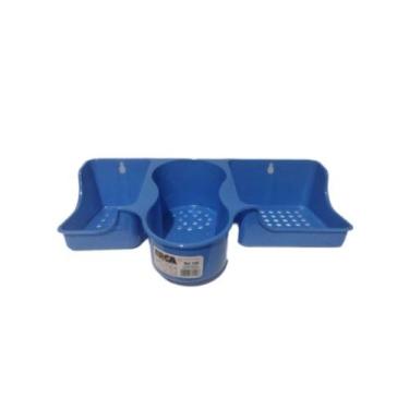 Imagem de Porta Sabão, Detergente e Esponja - ERCAPLAST, AZUL