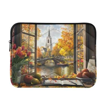 Imagem de Capa para laptop 13, 13,3, 14 polegadas outono janela vista à prova de choque capa protetora para notebook pasta capa de transporte