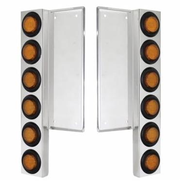 Imagem de United Pacific 33054 FL SS Suporte de limpador de ar frontal com luzes LED de 5 cm x 9 - LED âmbar e lente