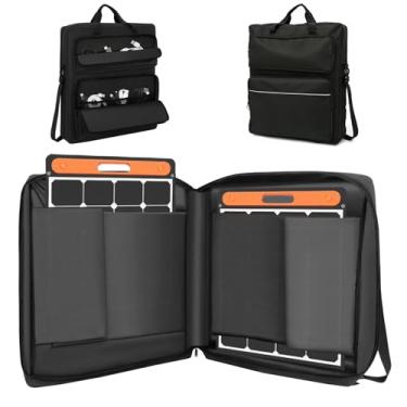 Imagem de Estojo de transporte de painel solar compatível com Jackery SolarSaga 100W 100X 200W, capa acolchoada para 2 painéis de bateria com design totalmente aberto, vários bolsos para acessórios Jackery