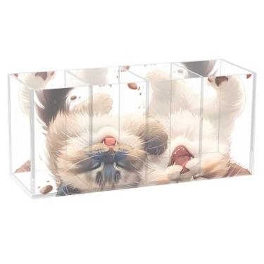 Imagem de TSENQUE Porta-lápis para mesa fofo e brincalhão siamês Ragdoll Cats, suporte de pincel de acrílico, copo de caneta, suporte de arte de escritório, decoração personalizada de material de escritório