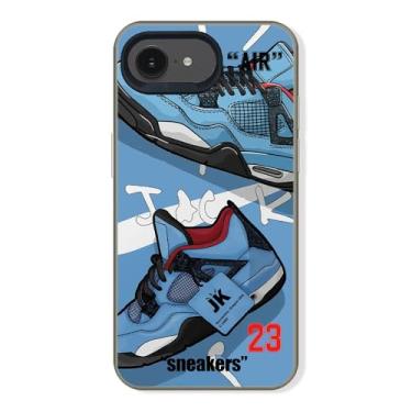 Imagem de Cairiocoin Capa de telefone da marca de calçados esportivos compatível com iPhone 16E capa de 6,1 polegadas, tênis clássicos Cool Ins Off etiqueta branca ou preta estética antiderrapante à prova de