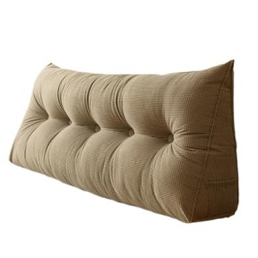 Imagem de CYTJHMD Travesseiros grandes de cunha almofada de leitura triangular para cabeceira de descanso, apoio lombar encosto de cintura, reforço de posicionamento de sofá-cama macio, cáqui, 180 x 50 x 20 cm