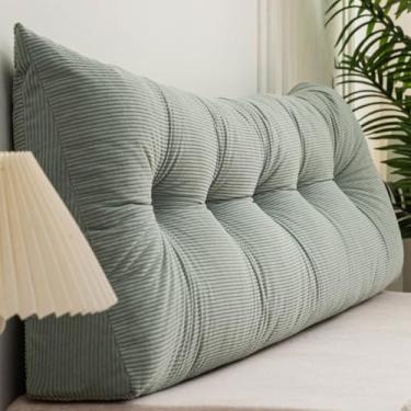Imagem de Travesseiro de cabeceira com cunha para descanso de cama, descanso de cama, almofada triangular para sentar na cama, suporte de posicionamento do encosto, travesseiro longo para sofá-cama, verde, 180
