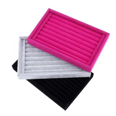 Imagem de SPYMINNPOO Organizador de Caixa de Bandeja de Exibição de Brincos para Anéis de Joias, Perfeito para Uso Pessoal ou Comercial, Material de Veludo, Cor Preta, 9,06 X 5,91 pol. para Penteadeira ou Loja