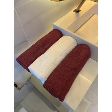 Imagem de Jogo 3 Toalhas de Banho Gigante 100% Algodão Alta Absorção Felpuda Grossa Macia Super Luxo(Rubi, Branco, Rubi)