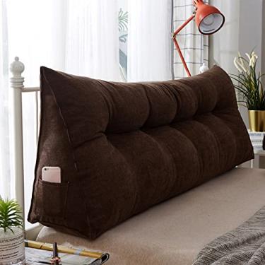 Imagem de Cabeceira triangular grande reforçada, suporte de posicionamento do encosto, descanso de cama, almofadas de leitura, cabeceira, almofadas de cunha para sofá, tatami, com capa removível, café, 150 cm